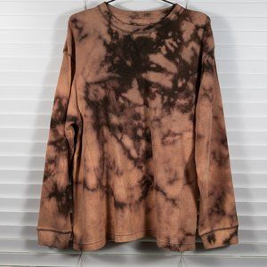 Upcycled Bleach Dyed Thermal Long Sleeve Crew XL